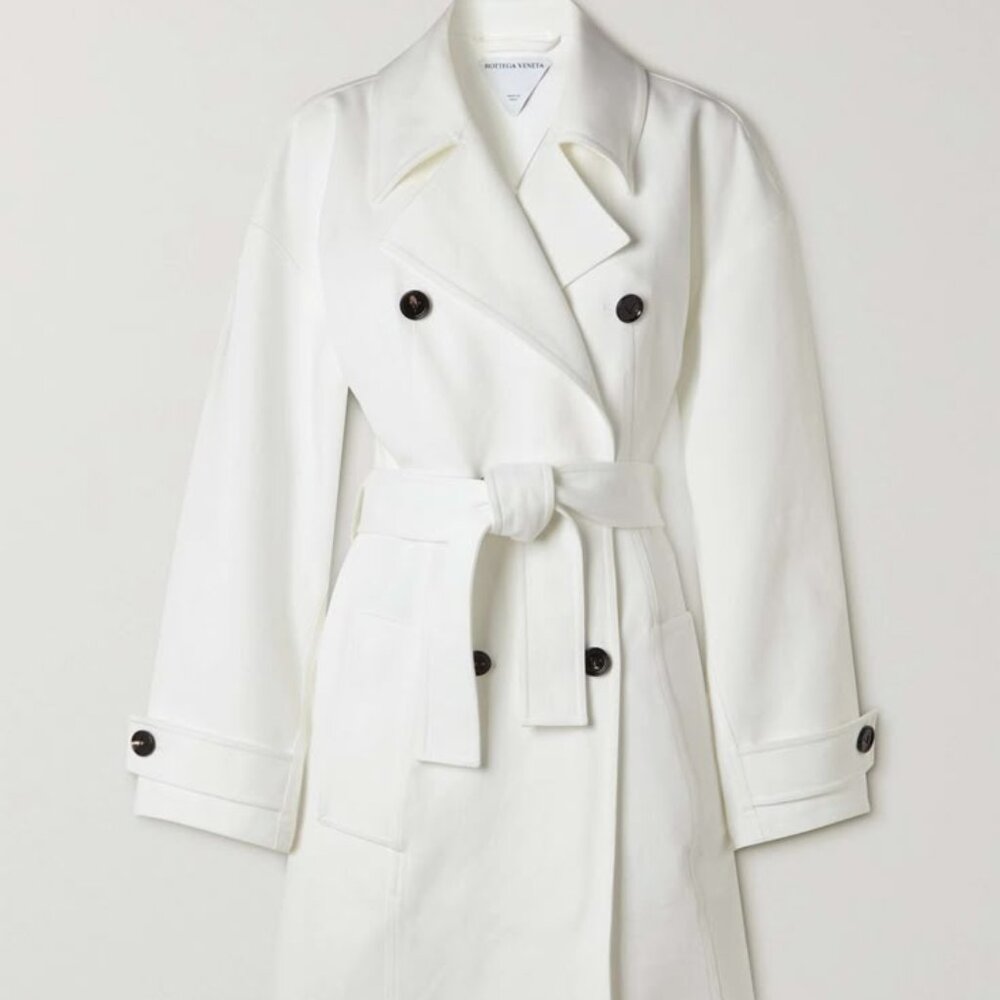 Women’s Belted Double Breasted White Trench Coat sz M